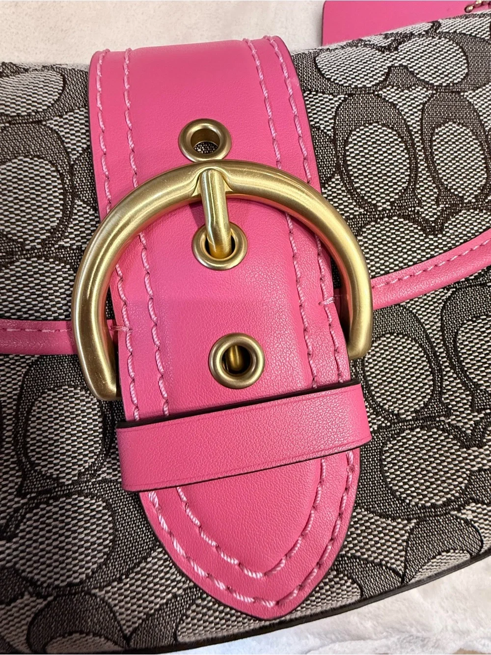 COACH Pink Soho Signature Jacquard Top Handle Shoulder Bag